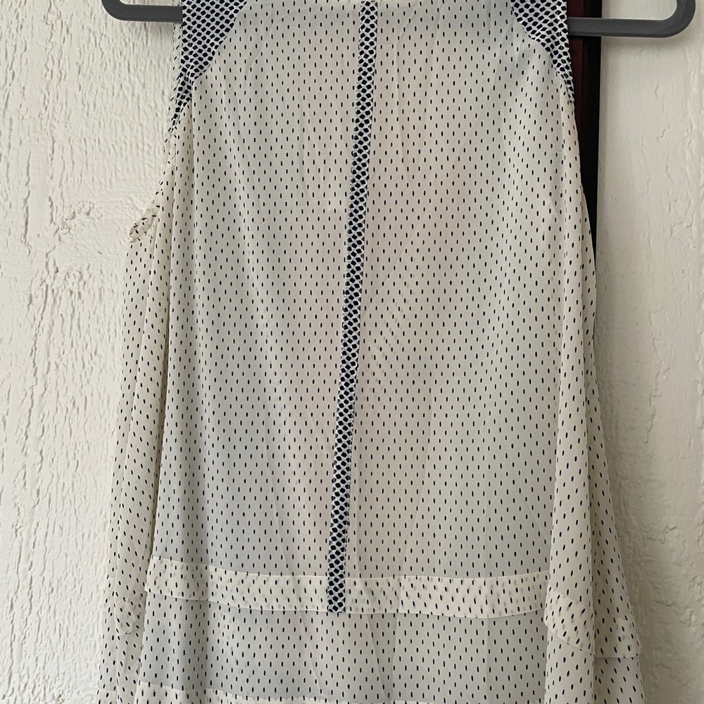 Madewell Cream Mesh Long-Sleeve Dress with Black Dot Detail